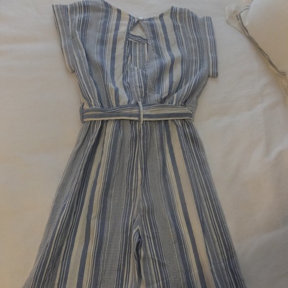 Girls Striped Wide Leg Crop Jumpsuit - Size 8 - Picture 4 of 4